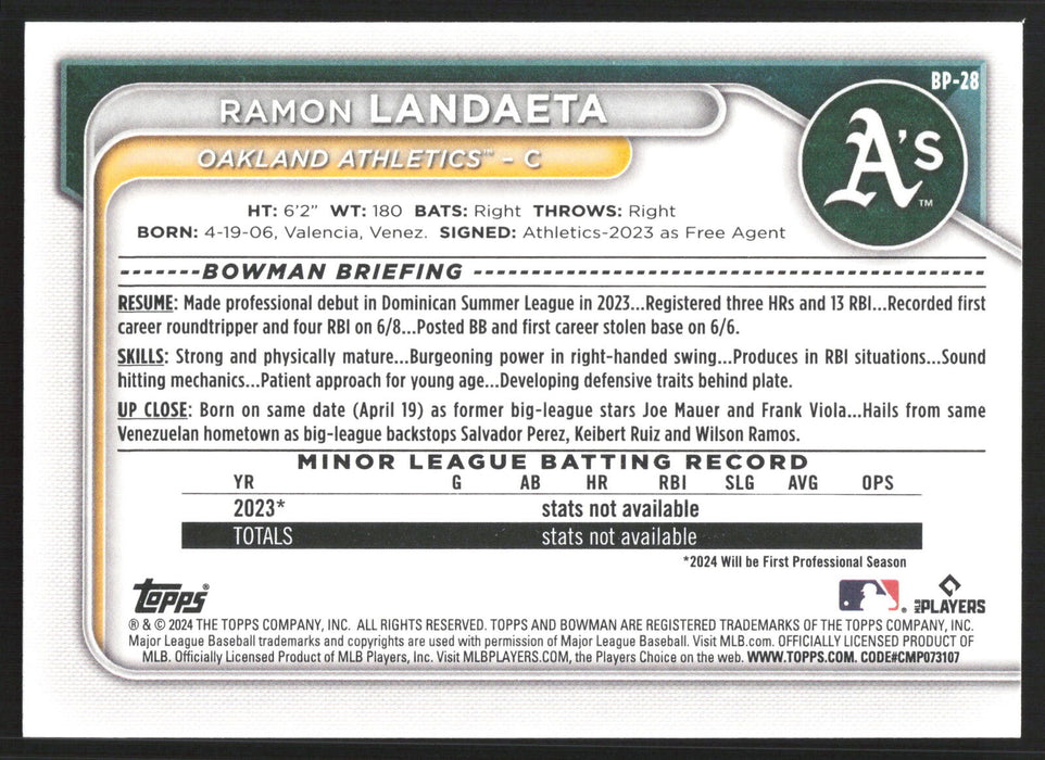 2024 Bowman #BP-28 Ramon Landaeta Base