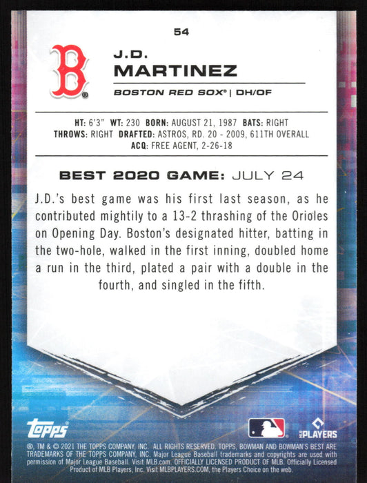 2021 Bowman's Best #54 J.D. Martinez