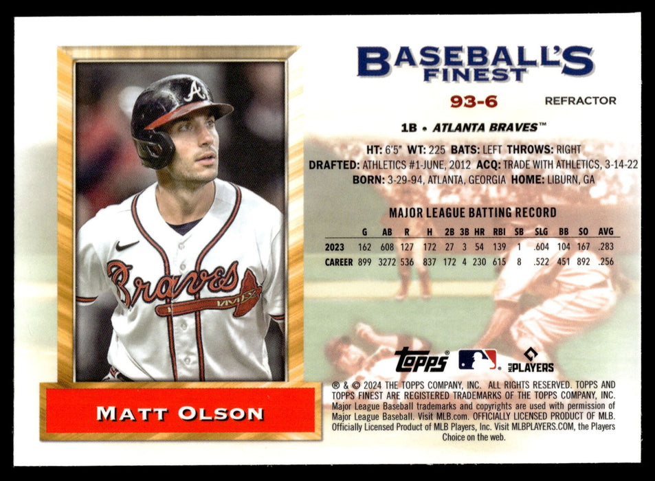 2024 Topps Finest #93-6 Matt Olson What If... 1993 Finest Prototype