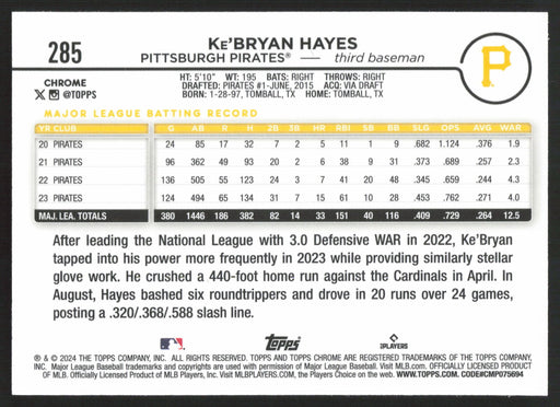 2024 Topps Chrome #285 Ke'Bryan Hayes Prism Refractor