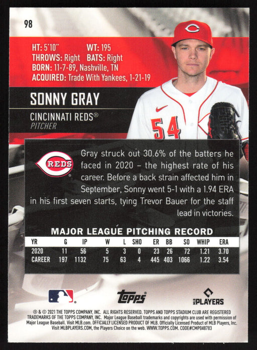 2021 Stadium Club Chrome #98 Sonny Gray