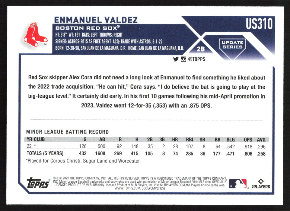 2023 Topps Update #US310 Enmanuel Valdez Orange and Black Foil