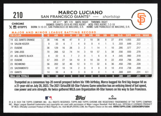 2024 Topps Chrome #210 Marco Luciano