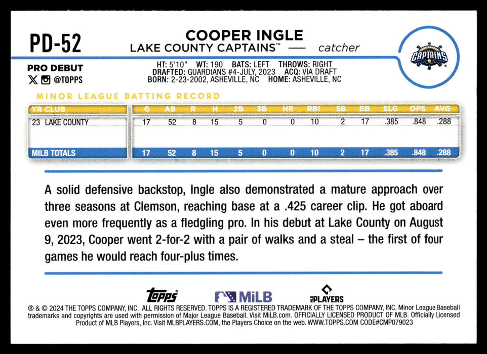 2024 Topps Pro Debut #PD-52 Cooper Ingle