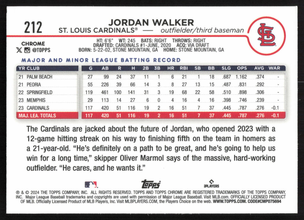 2024 Topps Chrome #212 Jordan Walker