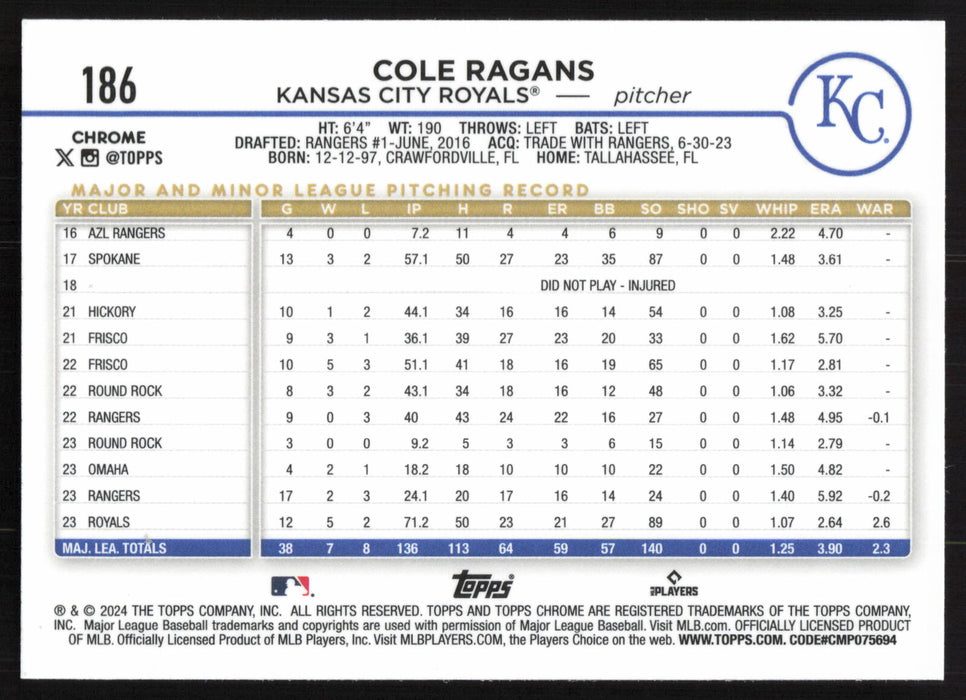 2024 Topps Chrome #186 Cole Ragans