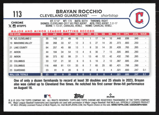 2024 Topps Chrome #113 Brayan Rocchio