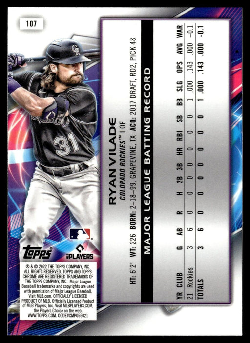 2022 Topps Chrome Cosmic #107 Ryan Vilade