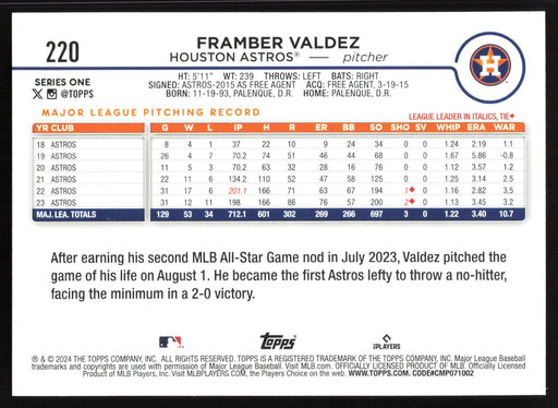 2024 Topps #220 Framber Valdez