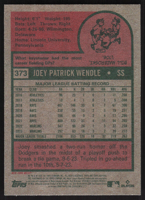 2024 Topps Heritage #373 Joey Wendle Base