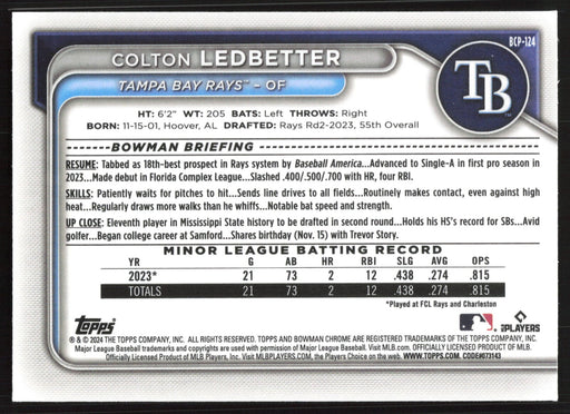 2024 Bowman #BCP-124 Colton Ledbetter