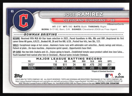 2024 Bowman #65 José Ramírez