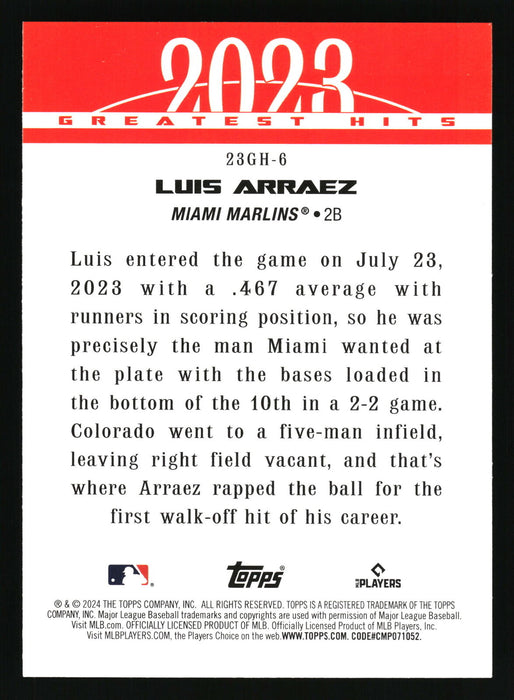 2024 Topps #23GH-6 Luis Arraez 2023 Greatest Hits