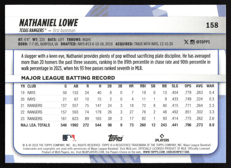 2024 Topps Big League #158 Nathaniel Lowe