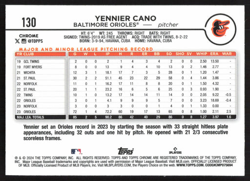 2024 Topps Chrome #130 Yennier Cano