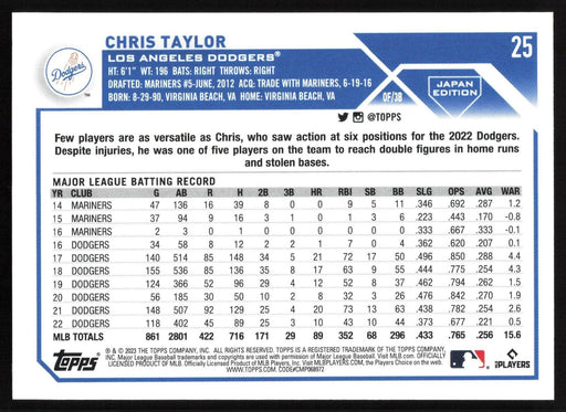 2023 Topps Japan Edition #25 Chris Taylor