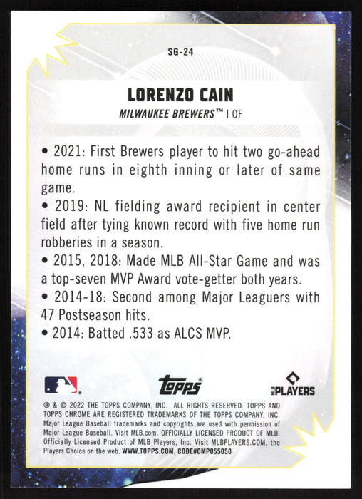 2022 Topps Chrome Cosmic #SG-24 Lorenzo Cain Star Gaze