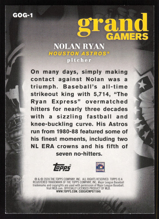 2024 Topps #GOG-1 Nolan Ryan Grand Gamers