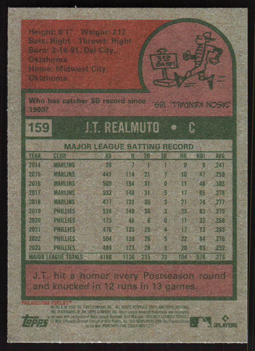 2024 Topps Heritage #159 J.T. Realmuto Base