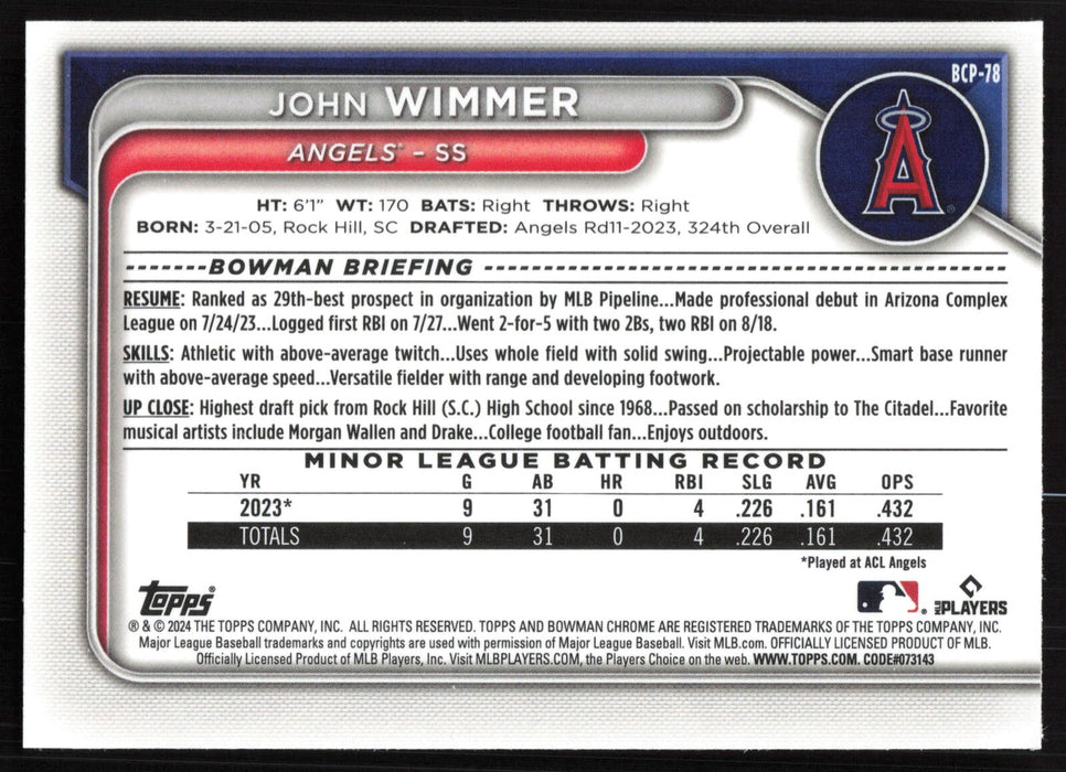 2024 Bowman #BCP-78 John Wimmer