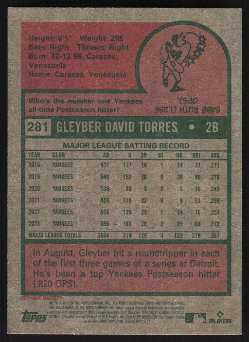 2024 Topps Heritage #281 Gleyber Torres