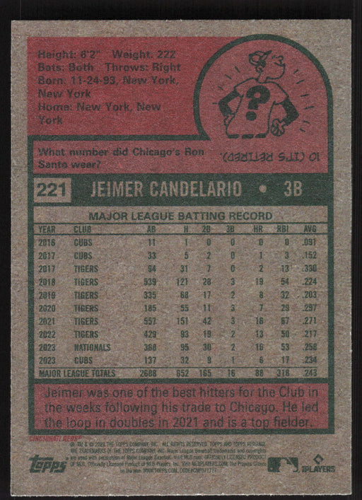 2024 Topps Heritage #221 Jeimer Candelario Base