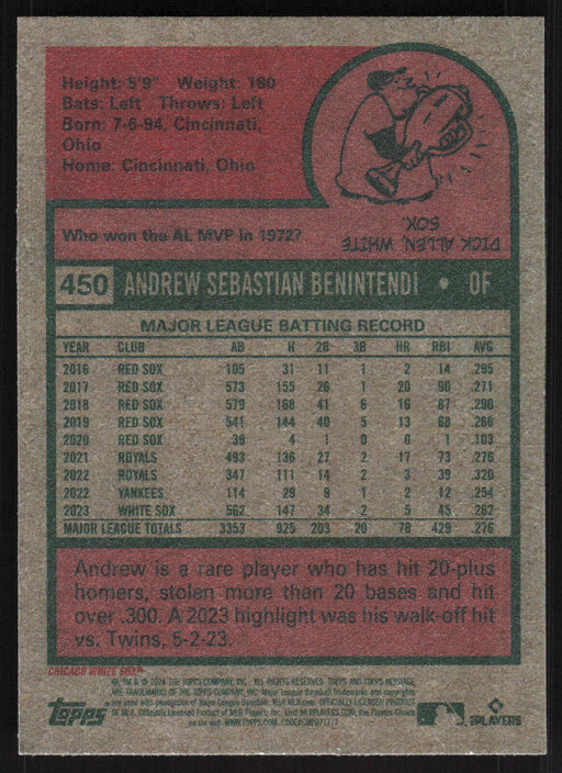 2024 Topps Heritage #450 Andrew Benintendi Base