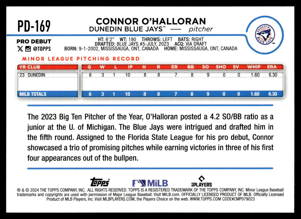 2024 Topps Pro Debut #PD-169 Connor O'Halloran