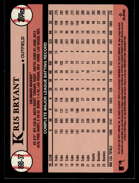 2024 Topps #89B-37 Kris Bryant