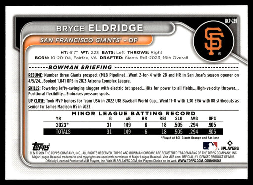 2024 Bowman Chrome #BCP-239 Bryce Eldridge