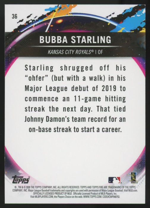 2020 Topps Fire #36 Bubba Starling Blue Chip