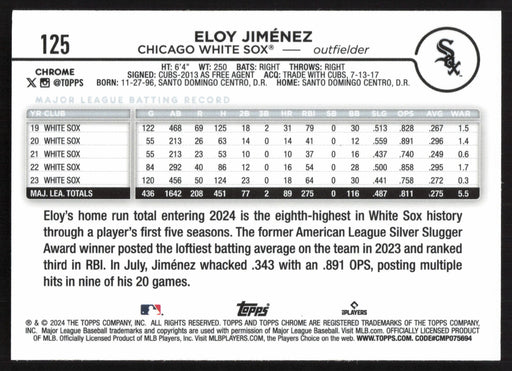 2024 Topps Chrome #125 Eloy Jiménez