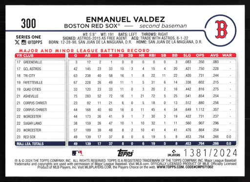 2024 Topps #300 Enmanuel Valdez Gold #/2024