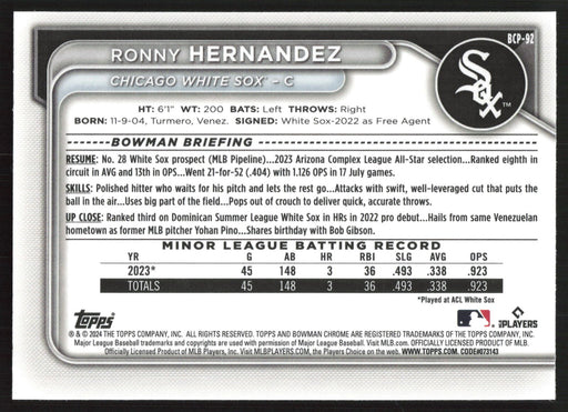 2024 Bowman #BCP-92 Ronny Hernandez