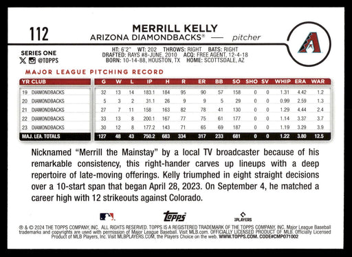 2024 Topps #112 Merrill Kelly Rainbow Foil