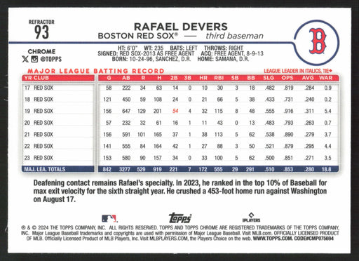 2024 Topps Chrome #93 Rafael Devers Refractor