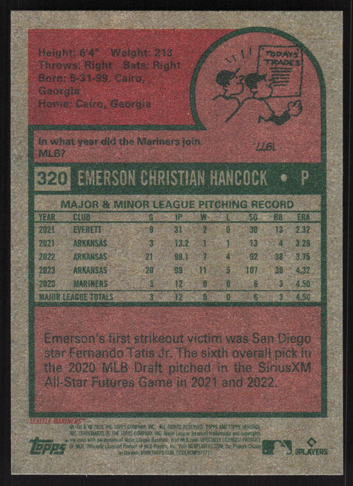 2024 Topps Heritage #320 Emerson Hancock