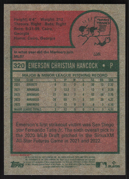 2024 Topps Heritage #320 Emerson Hancock