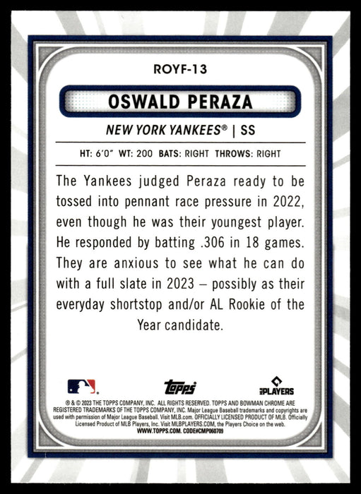 2023 Bowman #ROYF-13 Oswald Peraza Rookie of the Year Favorites