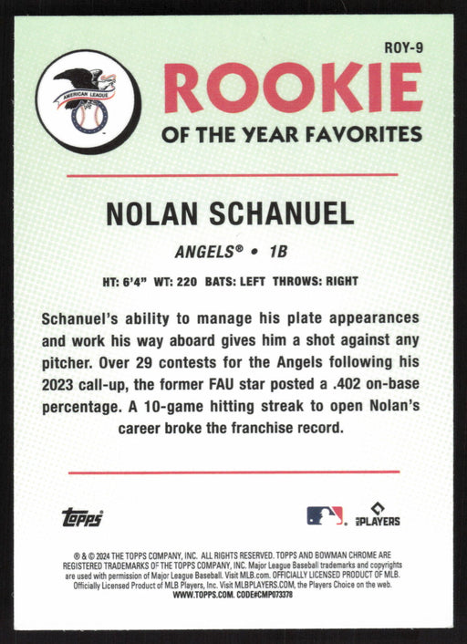 2024 Bowman #ROY-9 Nolan Schanuel Rookie of the Year Favorites Chrome Mojo