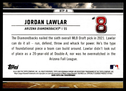 2023 Bowman #BTP-8 Jordan Lawlar Bowman Scouts Top 100