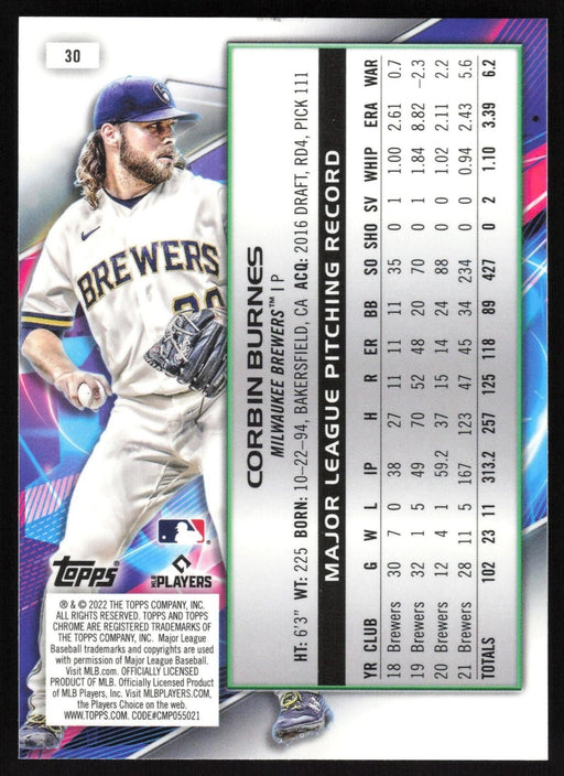 2022 Topps Chrome Cosmic #30 Corbin Burnes