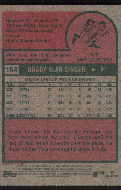 2024 Topps Heritage #164 Brady Singer Base