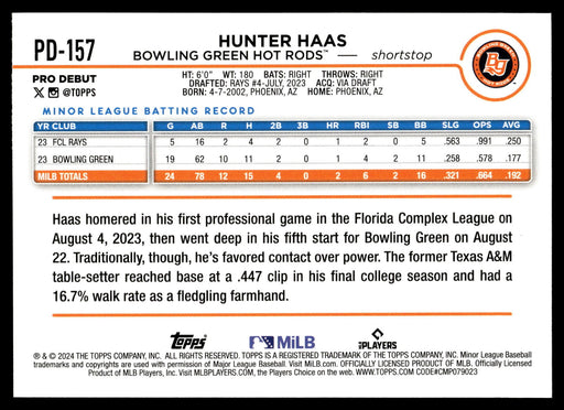 2024 Topps Pro Debut #PD-157 Hunter Haas