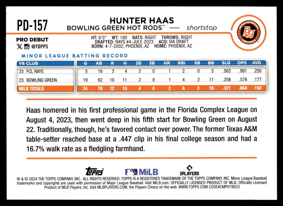 2024 Topps Pro Debut #PD-157 Hunter Haas