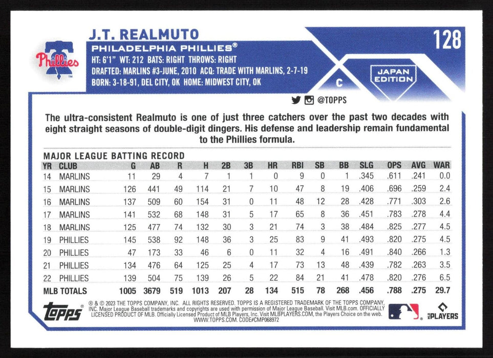 2023 Topps Japan Edition #128 J.T. Realmuto