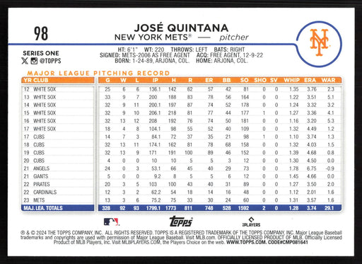 2024 Topps #98 José Quintana Holiday Eggs