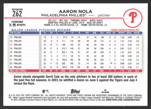 2024 Topps Chrome #262 Aaron Nola Refractor