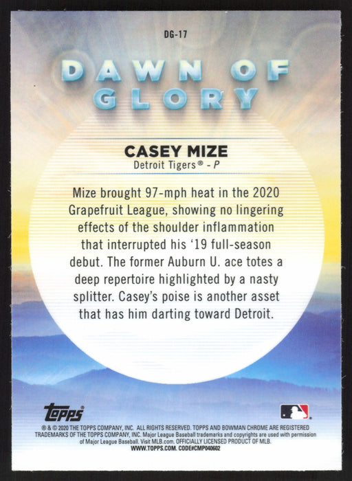 2020 Bowman Chrome #DG-17 Casey Mize Dawn of Glory Mojo Refractor