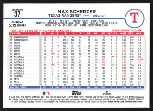 2024 Topps Chrome #37 Max Scherzer Refractor